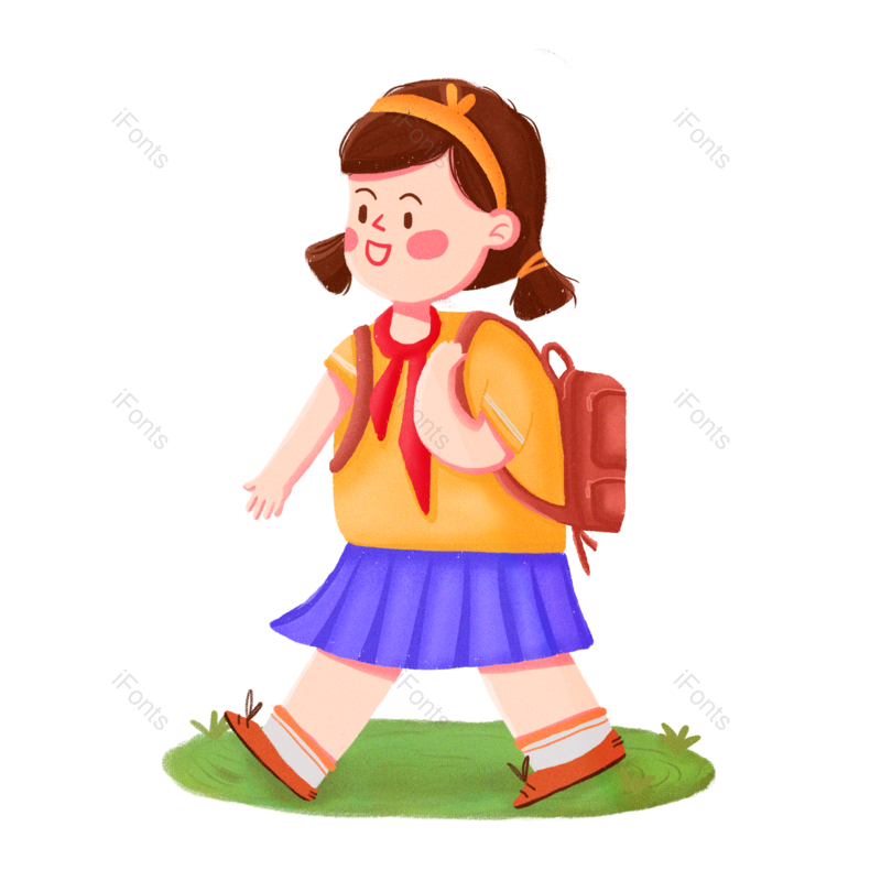 素材图片,人物元素,上学PNG,小女孩免抠素材